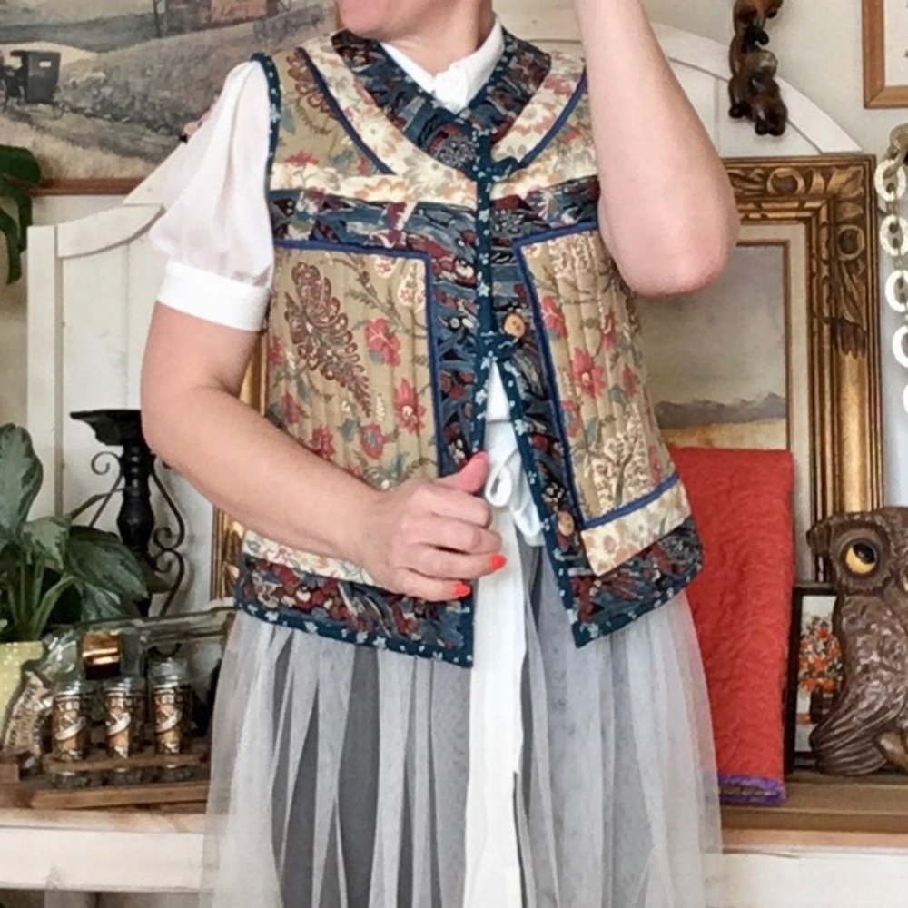 Vintage Handmade Quilted Boho Festival Patchwork Vest - Picture 3 of 7